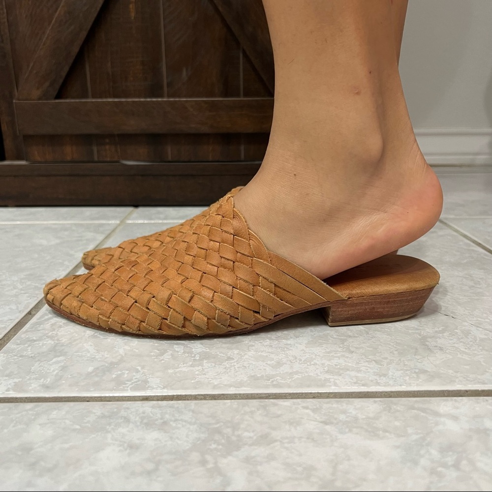 St. Agni Tan Woven Leather Mules